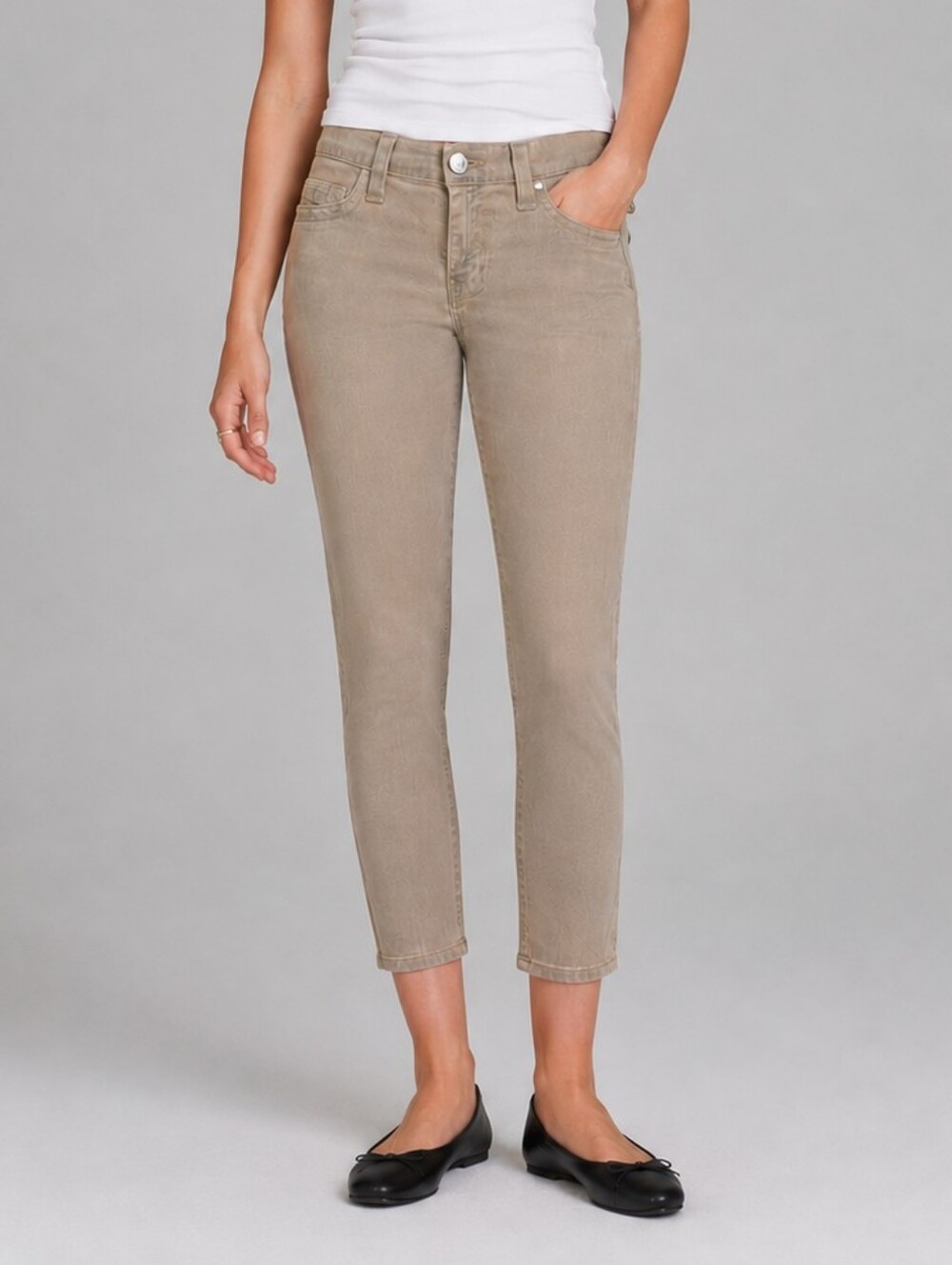 True Religion Halle Metallic Brown Cropped Ankle Skinny Jeans